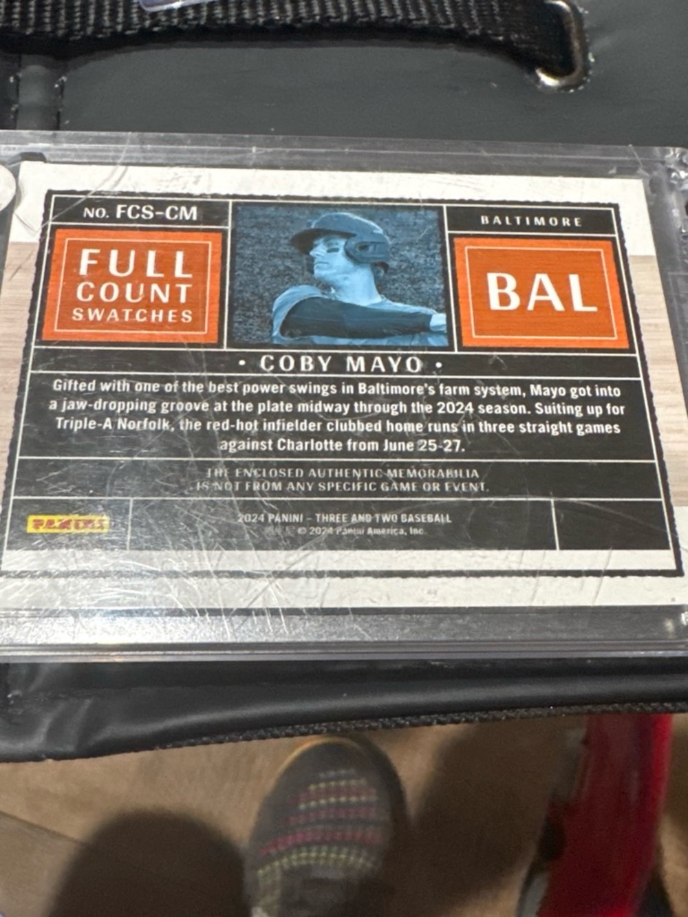 Panini Coby Mayo Full Count Swatches Card - Orange and Blue